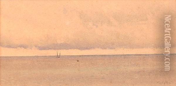 Seascape With Sailing Boat In A Calm Oil Painting - William Lionel Wyllie