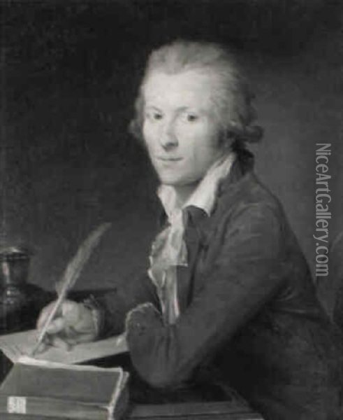 Portrait Of A Seated Gentleman Oil Painting - Nicolas Benjamin Delapierre