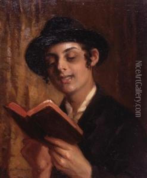 Yeshiva Student In A Prayer Oil Painting - Mozart Rottmann