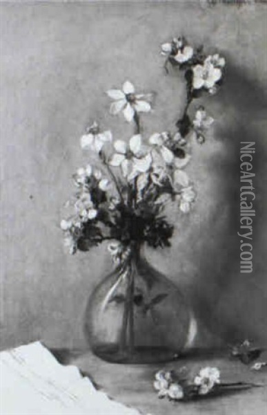 Blumenstraus Mit Apfelbluten, Narzissen Und Goldlack(?) Oil Painting - Julie Wurthle