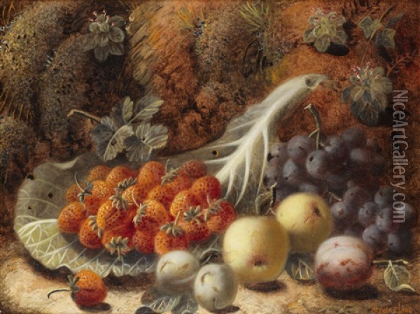 Still Life Of Fruit (pair) Oil Painting - Oliver Clare