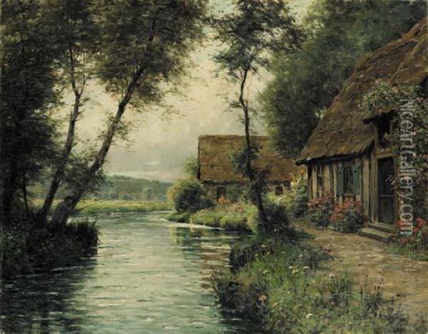 An Afternoon's Fishing, Normandy Oil Painting - Louis Aston Knight