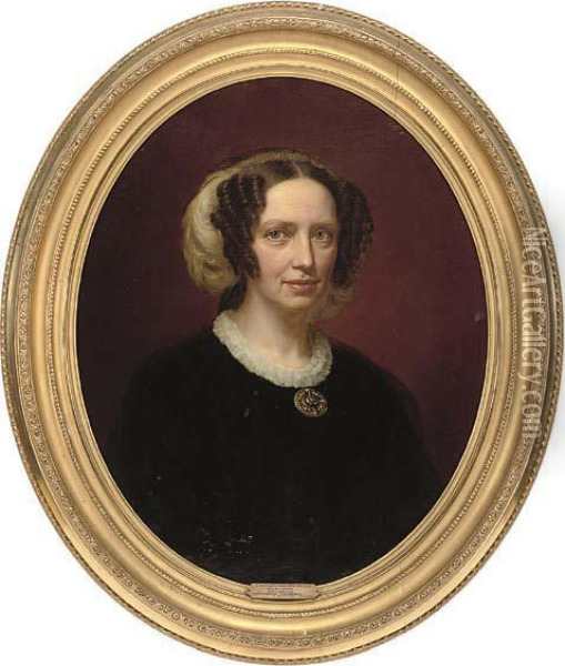 Portrait Of Princess Louise-charlotte Von Hesse-cassel Oil Painting - August Heinrich Schiott