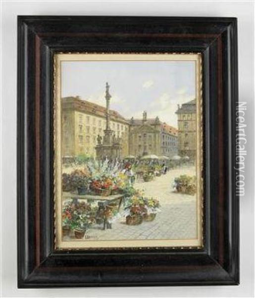 Markttag Am Hof In Wien Oil Painting - Gustav Benesch