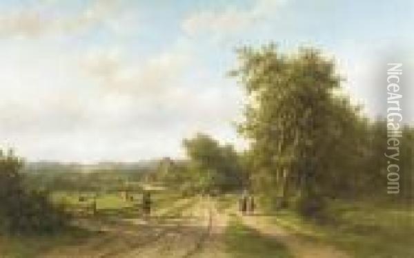 Heemstede Bij Haarlem: Peasants At The Outskirts Of A Village Inthe Dunes Oil Painting - Willem Vester