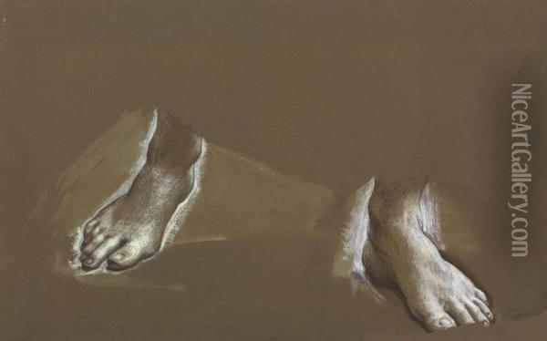 Study Of Feet For 'the Days Of Creation' Oil Painting - Sir Edward Coley Burne-Jones