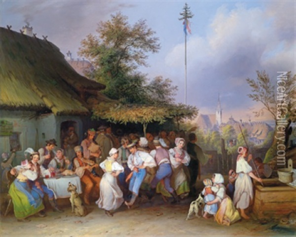 Slowakisches Kirchweihfest Oil Painting - Johann Baptist Wengler