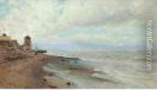 La Spiaggia Di Posillipo Con Pescatori Oil Painting - Attilio Pratella
