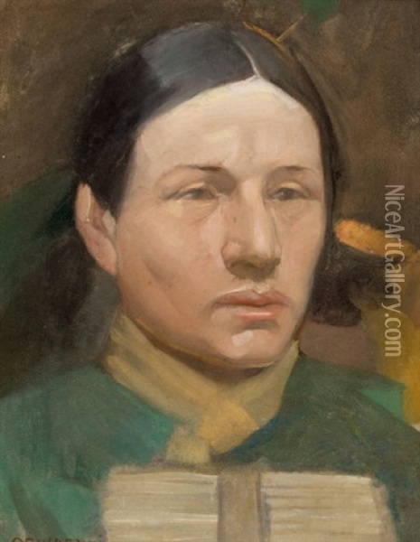 Portrait Of An Indian Oil Painting - Edwin Willard Deming