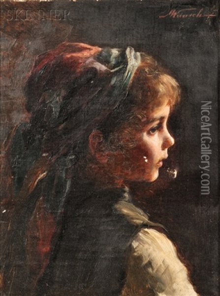 Portrait Of A Young Girl In Profile Oil Painting - Marie (Mizzi) Wunsch