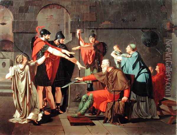 The Oath of the Horatii, 1791 Oil Painting - Armand Charles Caraffe