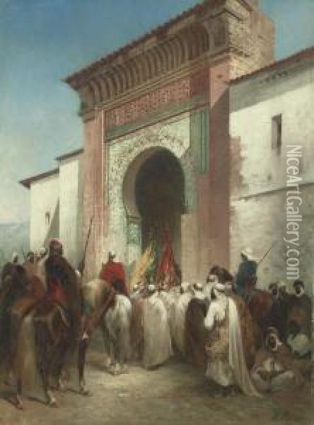 Royal Procession At The Gateway Oil Painting - Honore Boze