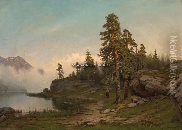 Norsk Insjoe, Motiv Fra Vosfj Oil Painting - Jacob A. Julius Holck