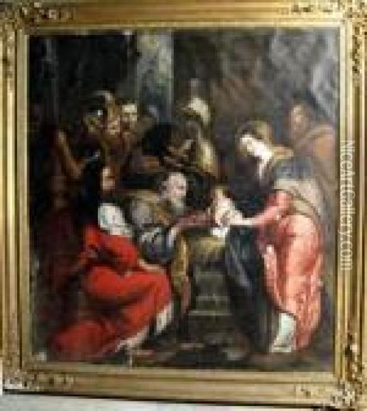 Adoration Of The Holy 3 Kings At Bethlehem Oil Painting - Peter Paul Rubens