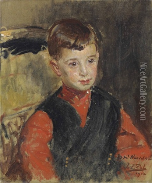 Portrait Of Leon Cyrillovitch Naryshkin Aged 6 Oil Painting - Jacques-Emile Blanche