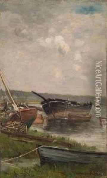 Old Boats At Cohasset Oil Painting - Frank Henry Shapleigh