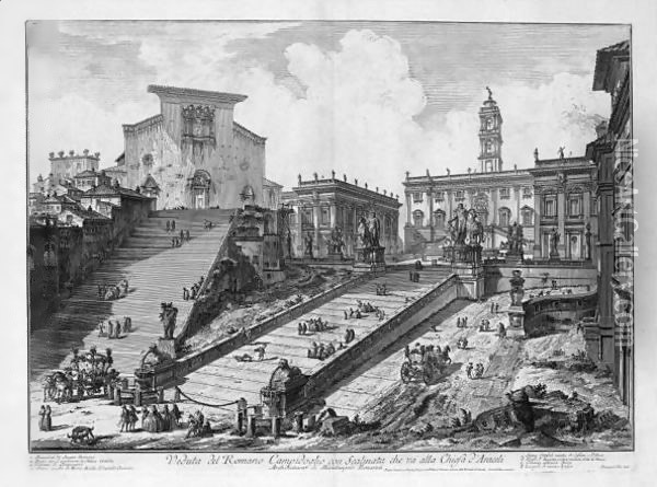 Capitol And The Steps Of S. Maria In Aracoeli Oil Painting - Giovanni Battista Piranesi