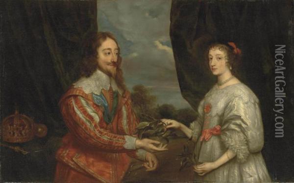 Double Portrait Of King Charles I Oil Painting - Sir Anthony Van Dyck