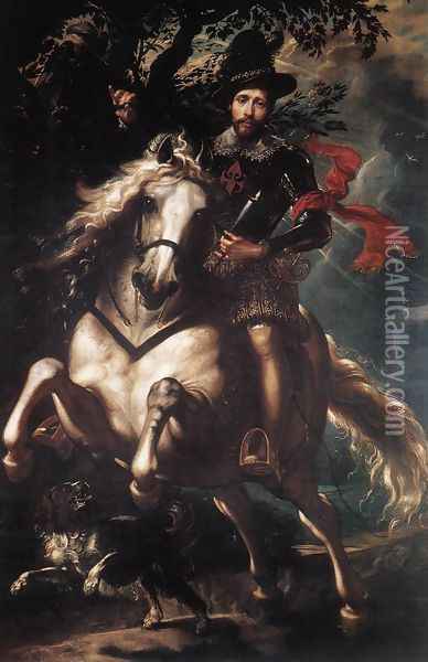 Equestrian Portrait of Giancarlo Doria c. 1606 Oil Painting - Peter Paul Rubens