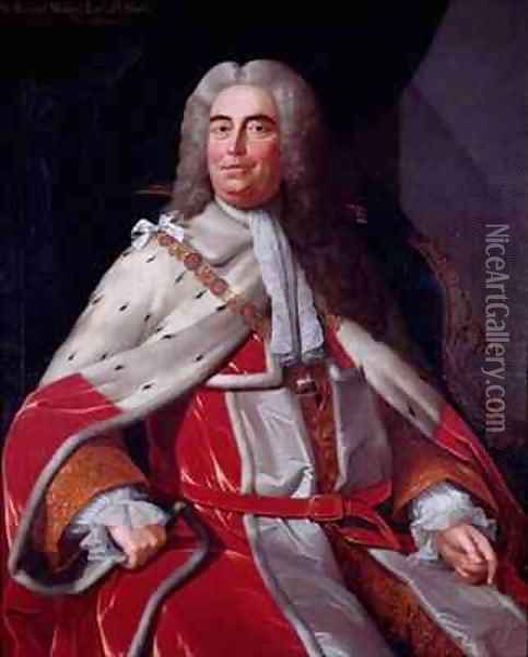 Sir Robert Walpole Earl of Orford 1676-1745 first Lord of the Treasury and Chancellor of the Exchequer Oil Painting - Michael Dahl