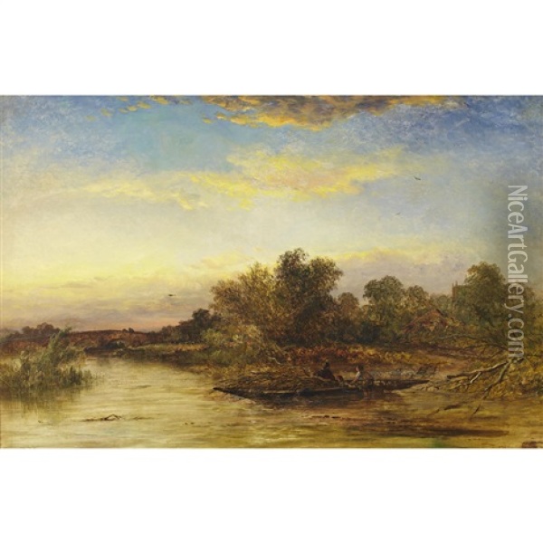 Near Sonning On The Thames Oil Painting - George Augustus Williams