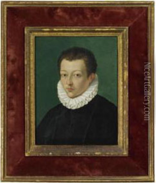 Portrait Of A Young Man, Bust Length, With A White Ruff Oil Painting - Alessandro Allori