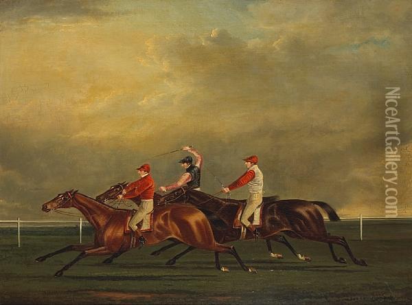 Horses At A Racecourse Oil Painting - John Frederick Herring Snr