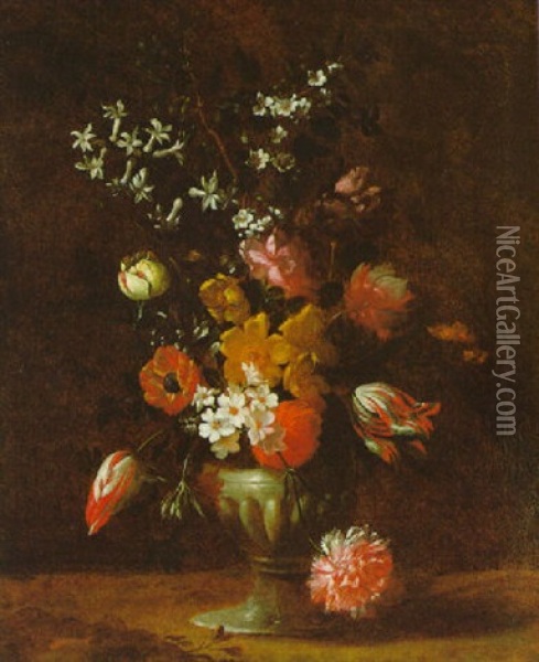 Blumenstraus In Einer Ziervase Oil Painting - Andrea Belvedere