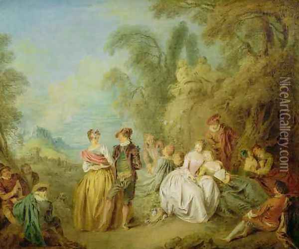 Watching the Dance, 1720s Oil Painting - Jean-Baptiste Joseph Pater