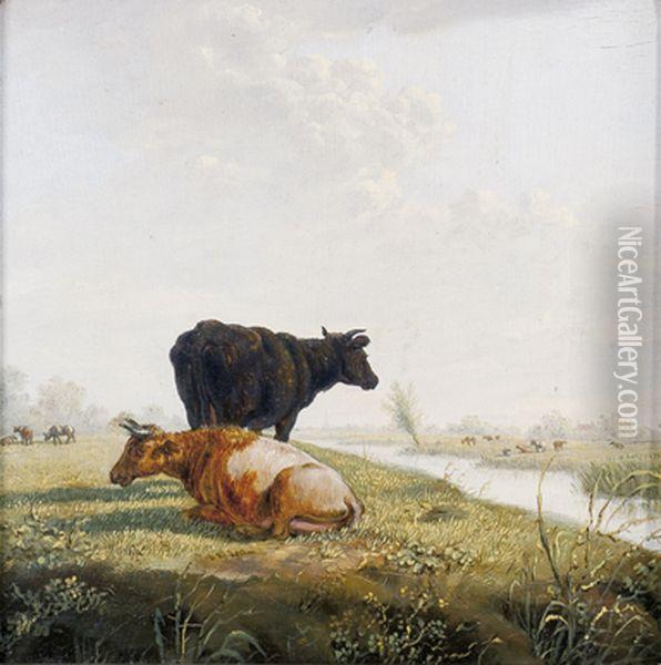 Vaches Dans Un Paysage Oil Painting - Jean-Baptiste De Roy