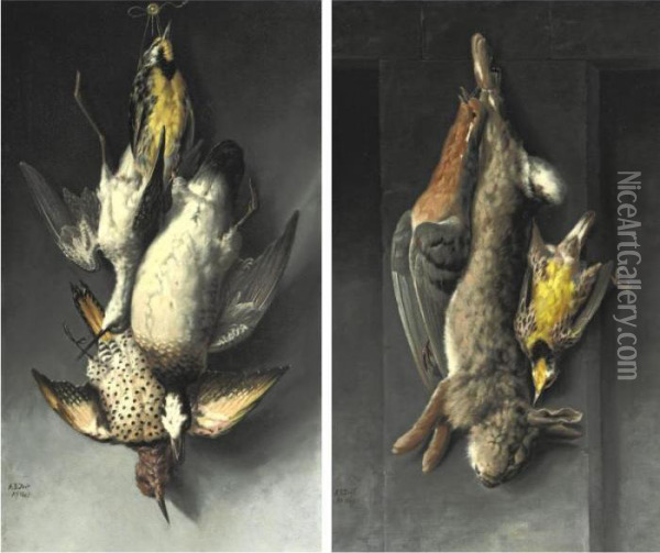 Still Lifes Of Hanging Game: A Pair Oil Painting - Arthur Fitzwilliam Tait
