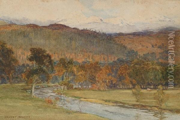 River Landscape Oil Painting - Ernest Edward Briggs