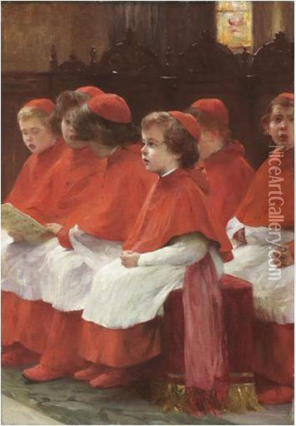 Les Enfants De Choeur Oil Painting - Albert Pierre Dawant