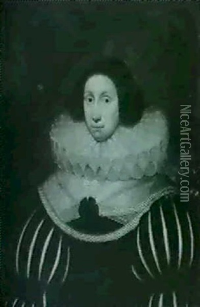 Portrait Of Lady Heath Oil Painting - Cornelis Jonson Van Ceulen