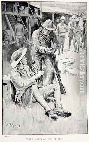 Yorke meets an old friend, an illustration from With Roberts to Pretoria: A Tale of the South African War by G.A. Henty, pub. London, 1902 Oil Painting - William Rainey