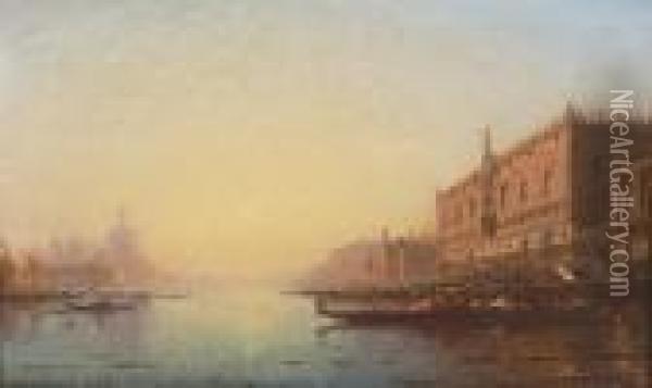 Abendstimmung In Venedig. Oil Painting - Henri Duvieux