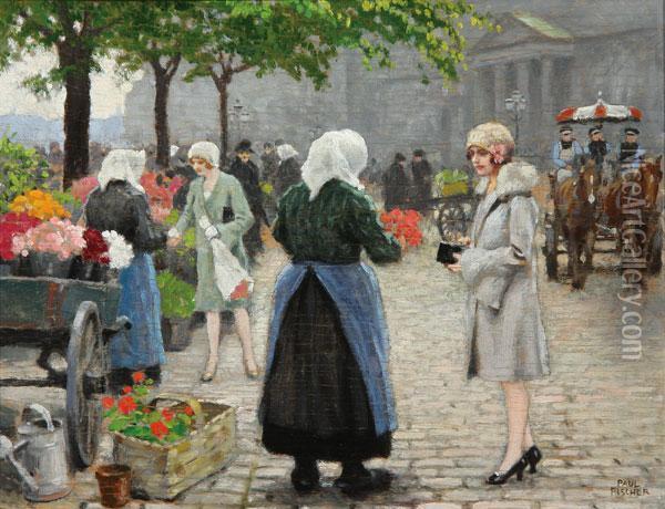 Flower Market Oil Painting - Paul-Gustave Fischer