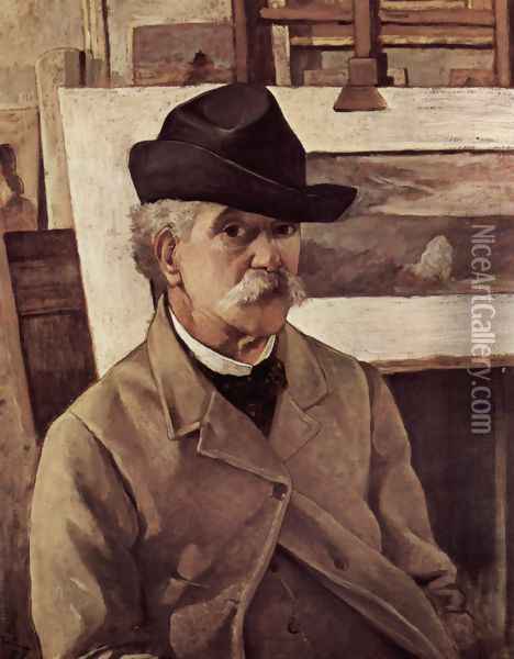 Self-portrait with sixty years Oil Painting - Giovanni Fattori