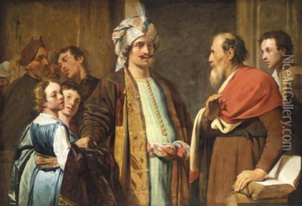 Elijah Refusing Gifts From Naaman (?) Oil Painting - Pieter Fransz de Grebber