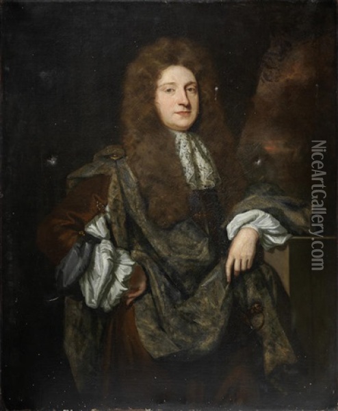 Portrait Of A Gentleman, Said To Be Sir John Sparrowe Oil Painting - John Riley