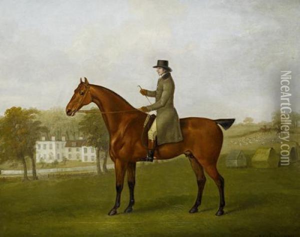 A Gentleman Mounted On His Bay Hunter In The Grounds Of His House Oil Painting - John Nost Sartorius