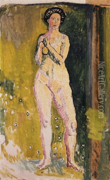 Stehender Frauenakt Oil Painting - Ferdinand Hodler