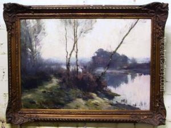Category: Painting
 Description:herfstlandschap In Genk Oil Painting - Emile Van Doren