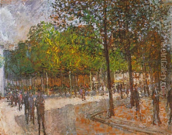 Les Jardins Au Rond-point Des Champs-elysees Oil Painting - Ernest Quost