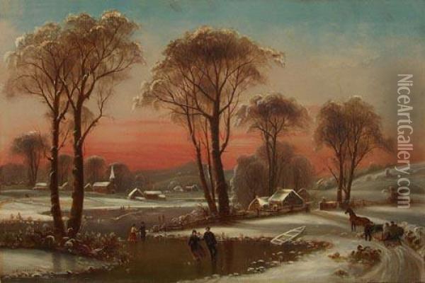 A Winter In The Country Oil Painting - Daniel Charles Grose