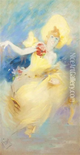 A Dancing Girl Oil Painting - Jules Cheret