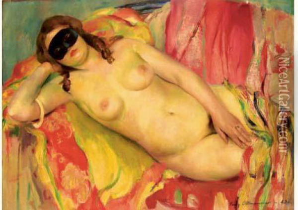 Femme Allongee Oil Painting - Henri Ottmann