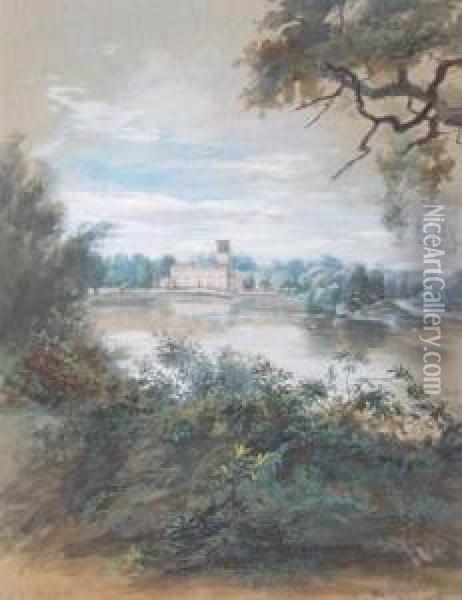 View Of Trentham Hall, Staffordshire Oil Painting - William Mussill