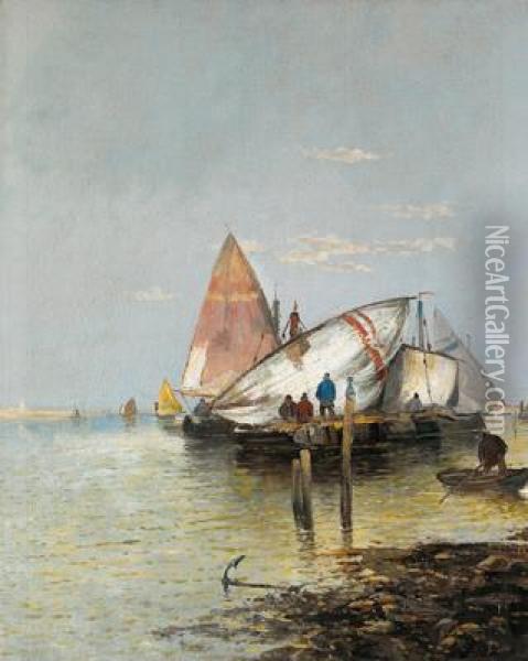 Segelschiffe Oil Painting - Georg Fischof