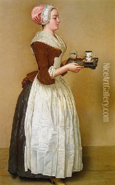 La Belle Chocolatiere Oil Painting - Jean Etienne Liotard